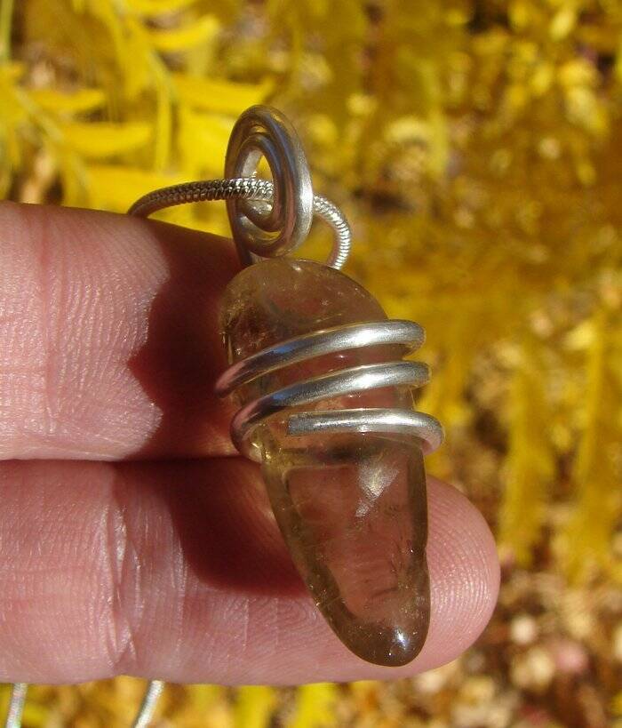 Kundalini African Congo Citrine Lemurian Pendant, Genuine South Africa #213