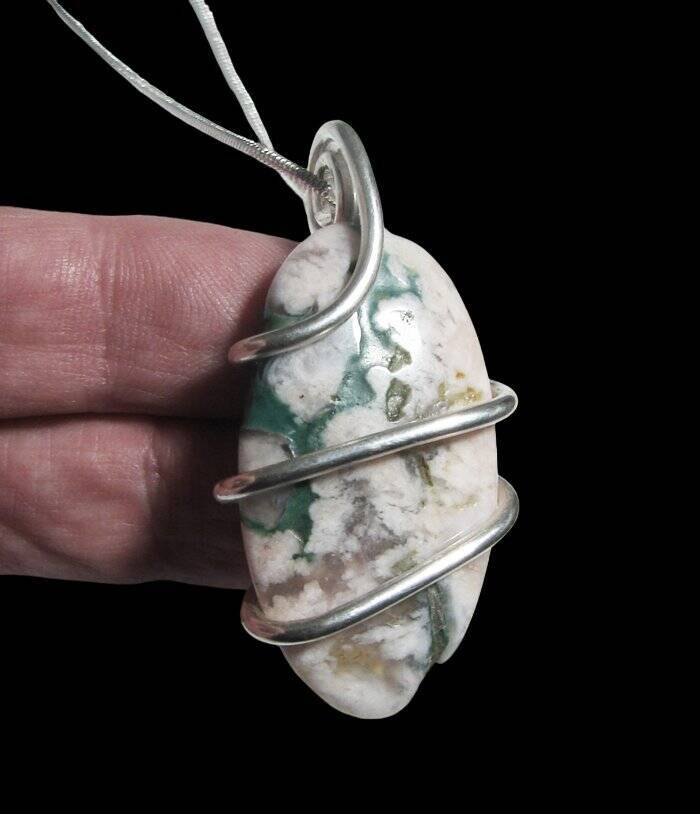 Spirit of Sakura Pendant Natural Agate | 925 Sterling Silver Pendant #1