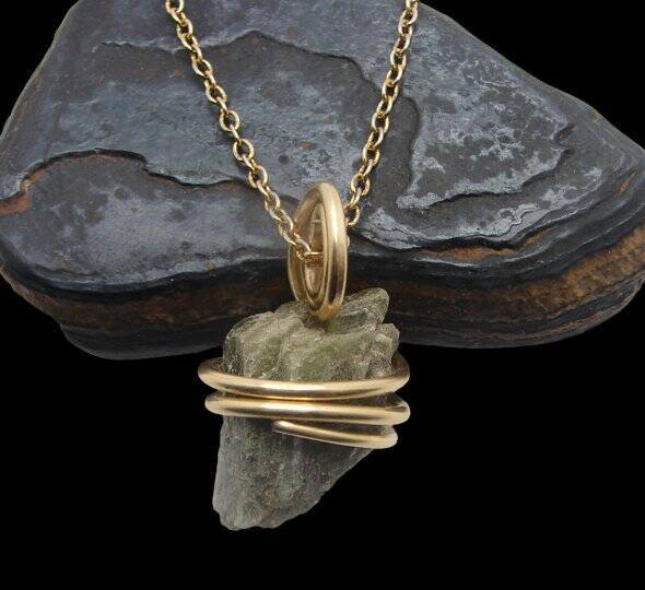 Green Heulandite Crystal Necklace Zeolite Crystal Handmade Crystal Jewelry #2