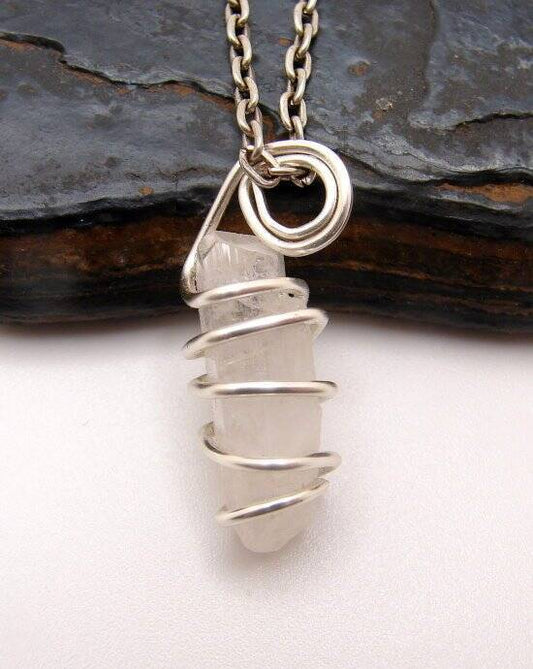 DANBURITE PENDANT RARE POWERFUL Pleiadian Starbrary Crystal Silver Copper #411