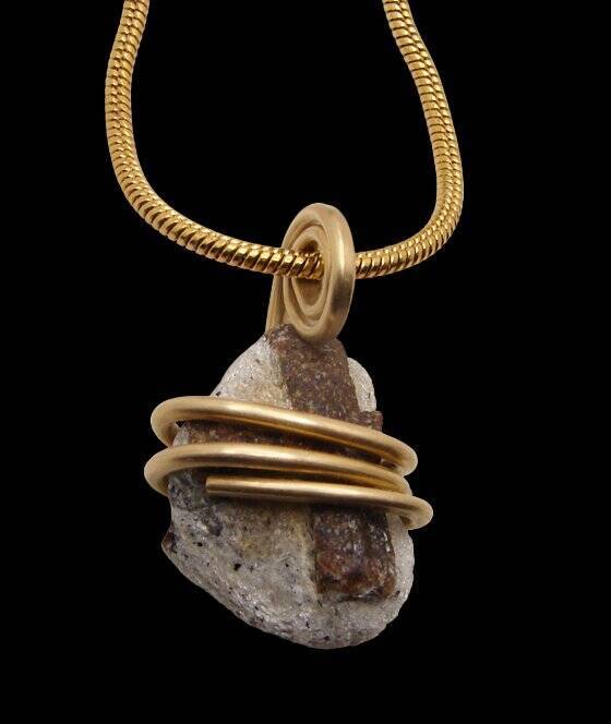 FAERY CROSS NATURAL RUSSIAN STAUROLITE PENDANT IN MERLIN'S GOLD BRONZE #50