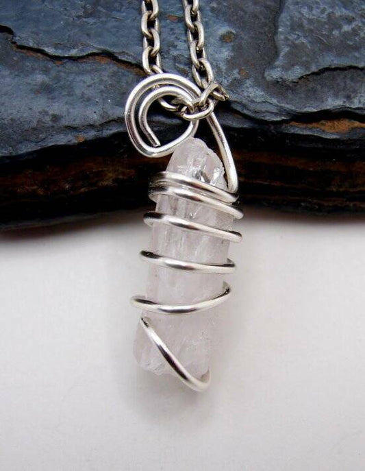DANBURITE PENDANT RARE POWERFUL Pleiadian Starbrary Crystal Silver Copper #367