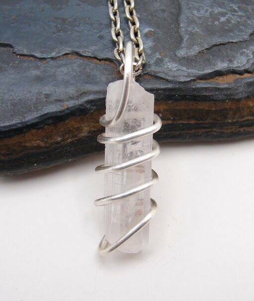 DANBURITE PENDANT RARE POWERFUL Pleiadian Starbrary Crystal Silver Copper 354