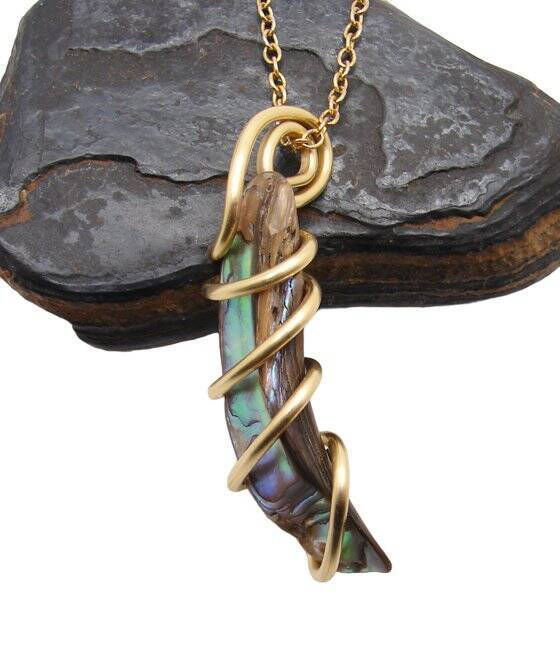 TW: 6.6 grams Abalone Pau Shell Pendant in Merlin's Gold 52