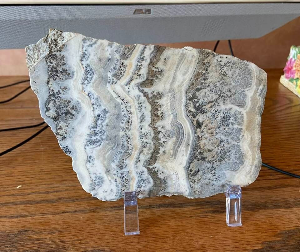 HUGH Silver Lace Onyx, Large Slab, Excellent Pattern 13.3 oz, Old Stock