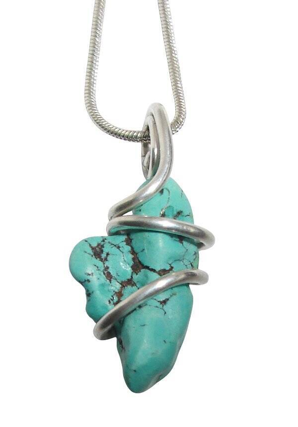 Gorgeous Hand Forged Natural Blue Turquoise Pendant Silver #131