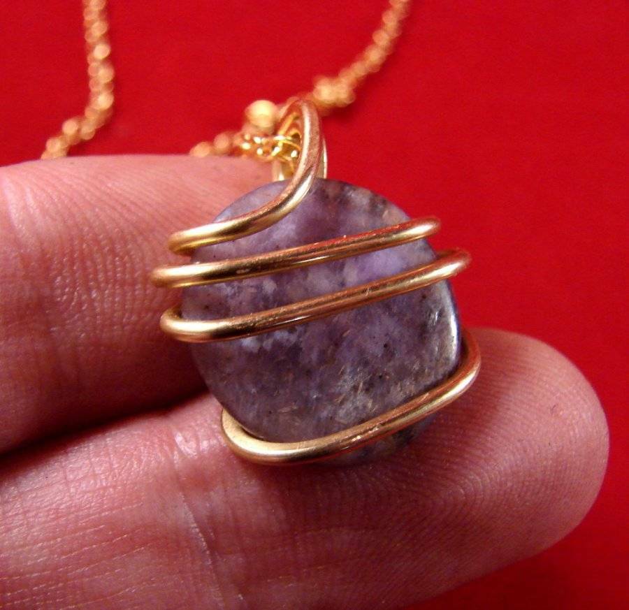 SALE Grape Purple Russian Charoite Pendant Bronze Merlin's Gold 24