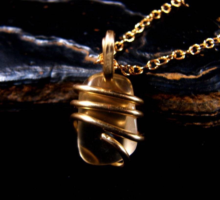 Golden Labradorite Hand Forged Pendant Merlins Gold Bronze Creativity #6