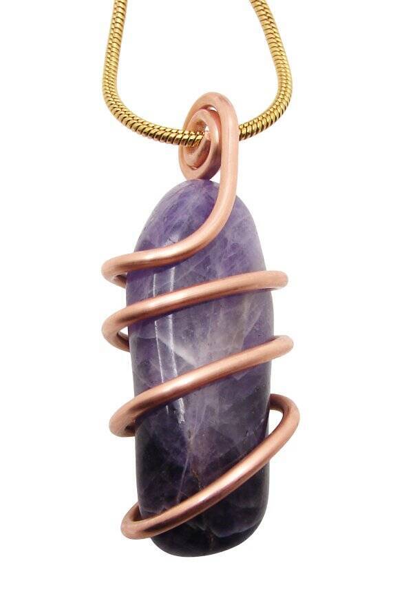 Handmade Crystal Jewelry African Amethyst Pendant Real Crystals Purple #12
