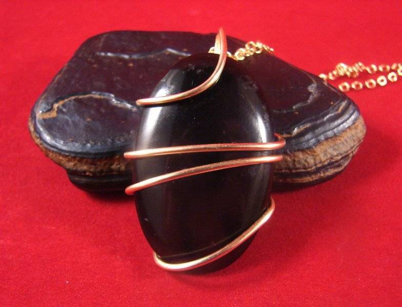 Rainbow Obsidian Bronze Gold Wire Wrap Reiki Pendant #102