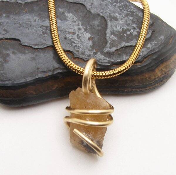 RARE AFRICAN CONGO LEMURIAN NATURAL CITRINE KUNDALINI QUARTZ PENDANT #100