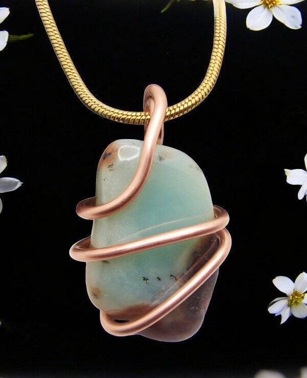 Real Crystals CHRYSOCOLLA PENDANT Handmade Talisman Stress Reliever Calm #17