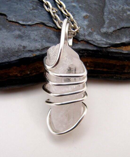 DANBURITE PENDANT RARE POWERFUL Pleiadian Starbrary Crystal Silver Copper #367
