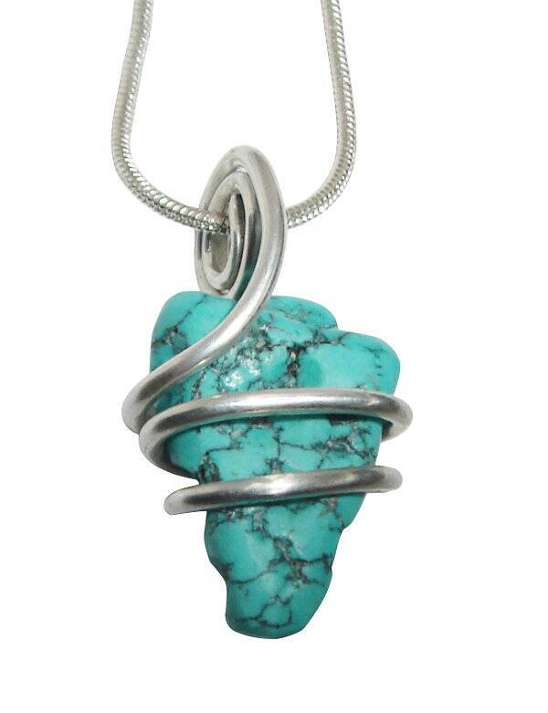Gorgeous Hand Forged Natural Blue Turquoise Pendant Silver #130