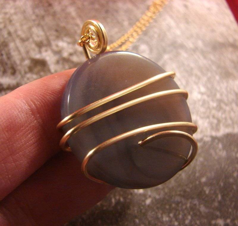Colorful Genuine Agate Slice Pendant Necklace Talisman Pendant in Bronze #24