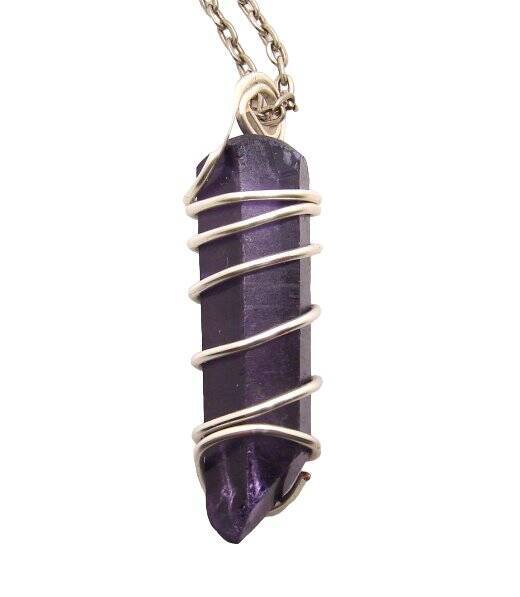 Rare Violet Purple Aura Lemurian Seed Quartz Pendant Sterling Silver Copper #65