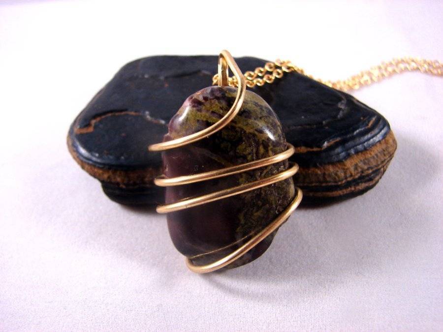 South African Hand Forged Dragonstone Pendant in Merlin's Gold Bronze #14