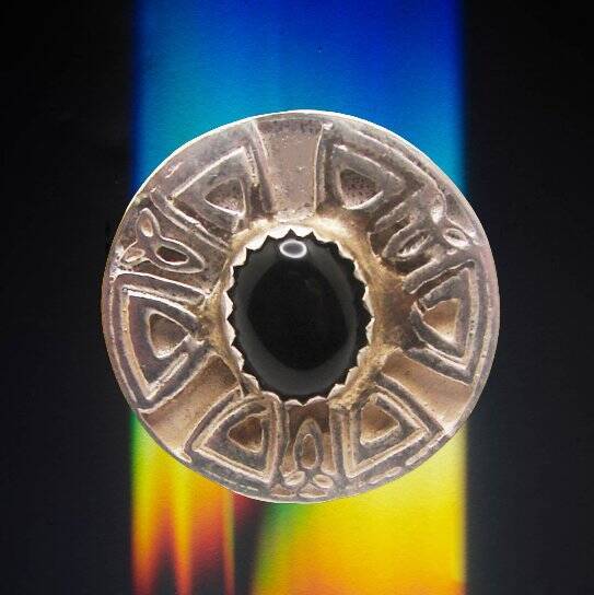 ENERGY RING JEWELRY ~VISIONS~ BLACK ONYX STERLING SILVER SS SIZE 6.75 #5