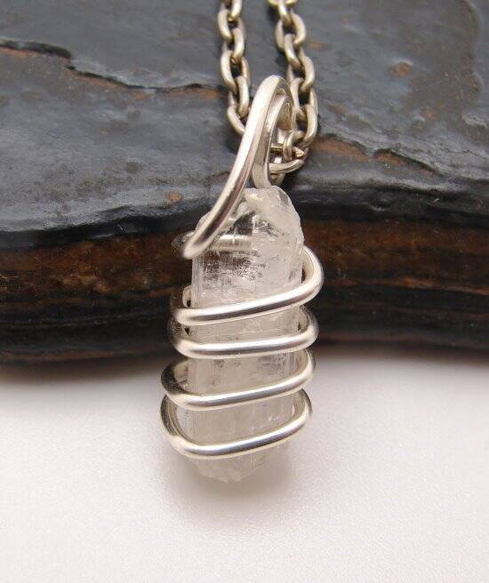 DANBURITE PENDANT RARE POWERFUL Pleiadian Starbrary Crystal Silver Copper #409