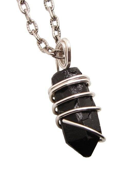 TITANIUM BLACK Witchy Lemurian Seed Quartz Crystal Pendant Sterling Copper #30