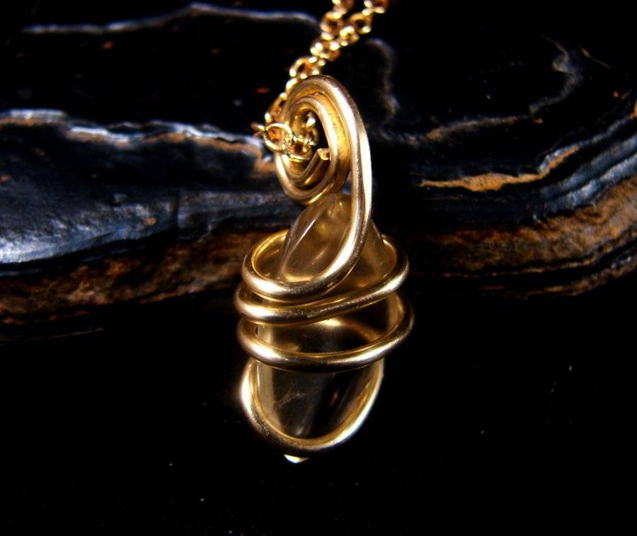 Golden Labradorite Hand Forged Pendant Merlins Gold Bronze Creativity #7