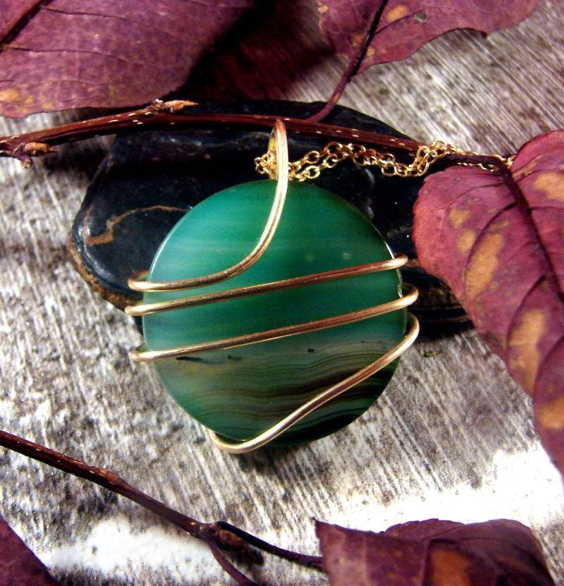 Colorful Vibrant Agate Slice Pendant Necklace Talisman Pendant in Bronze #20