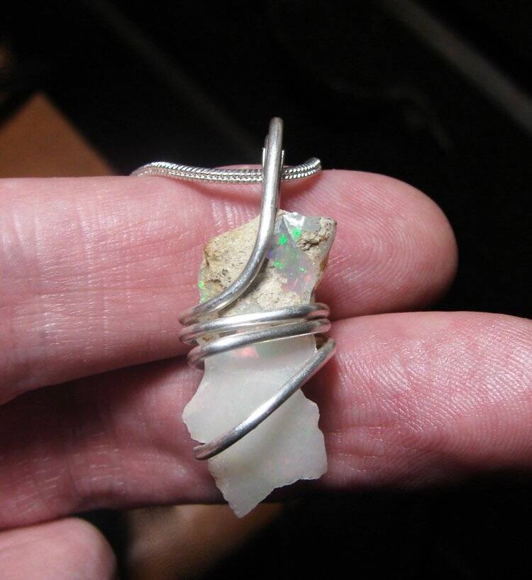 Ethiopian Opal Pendant Necklace Sterling Opal Necklace, October Birthstone #1