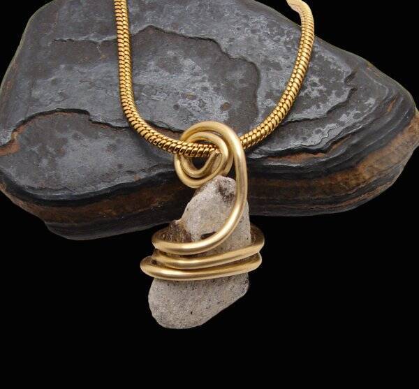 FAERY CROSS NATURAL RUSSIAN STAUROLITE PENDANT IN MERLIN'S GOLD BRONZE #50