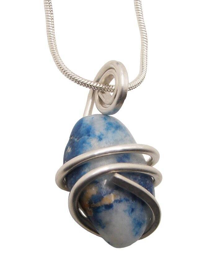 Lazulite Lapis Lazuli Pendant Lucid Dream Sterling Silver Crystal Necklace #201