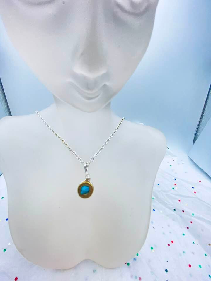 Bullet Necklace with Genuine Turquoise Stones .204 Caliber Ruger Arizona