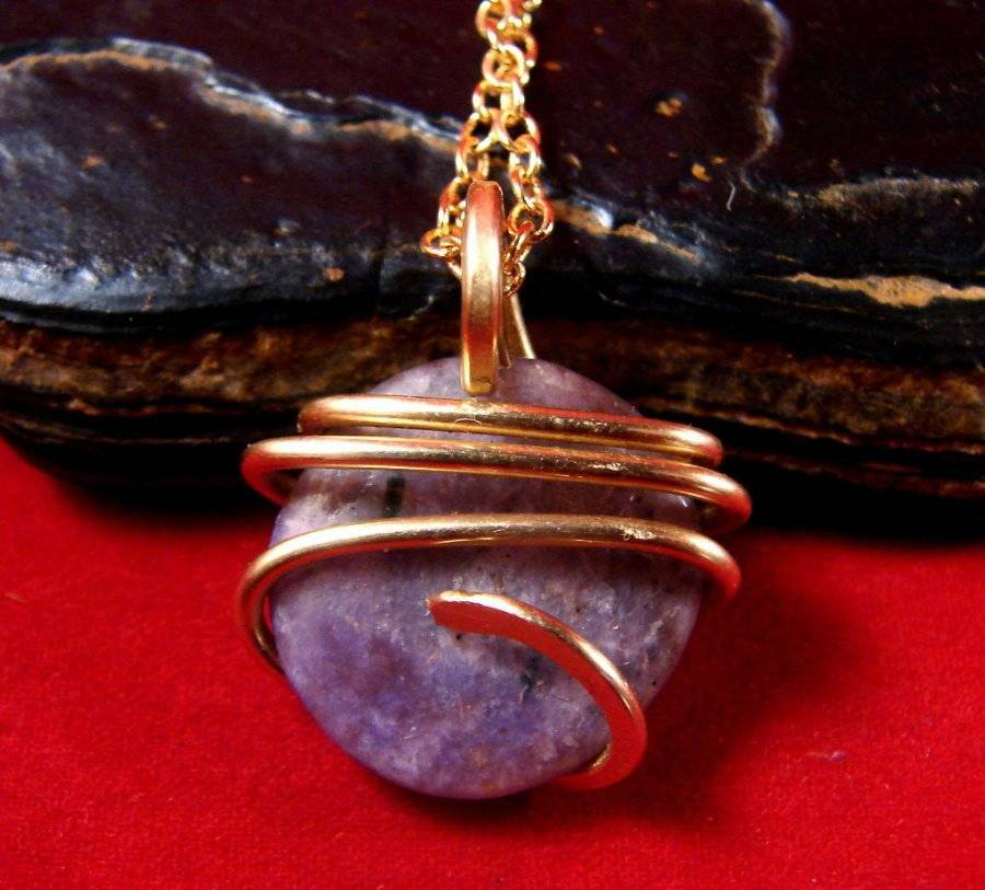 SALE Grape Purple Russian Charoite Pendant Bronze Merlin's Gold 24