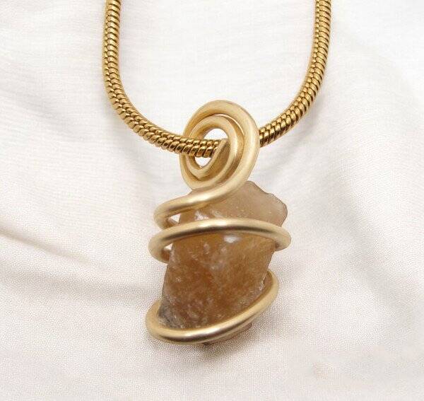 RARE AFRICAN CONGO LEMURIAN NATURAL CITRINE KUNDALINI QUARTZ PENDANT #100
