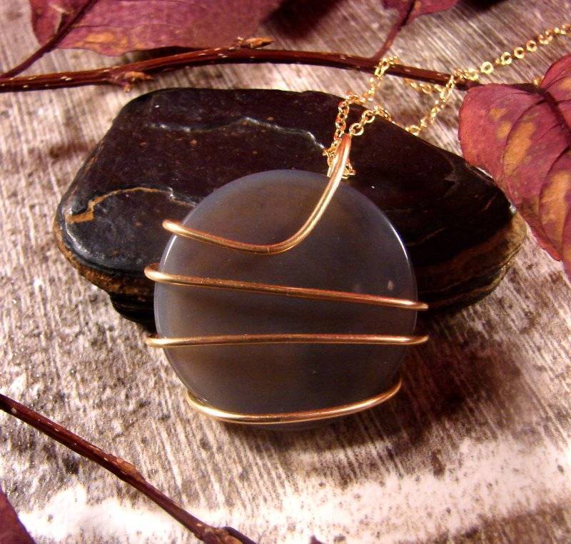 Colorful Genuine Agate Slice Pendant Necklace Talisman Pendant in Bronze #24
