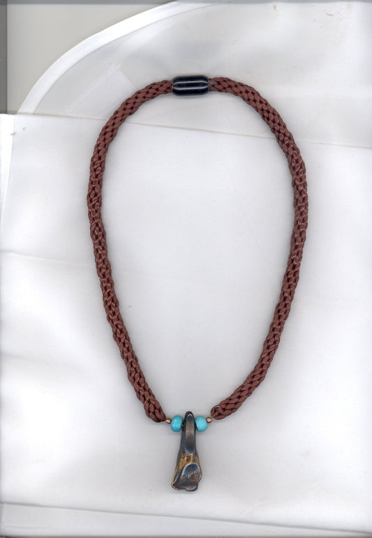 Turquoise Beads with Genuine Buffalo Tooth Necklace