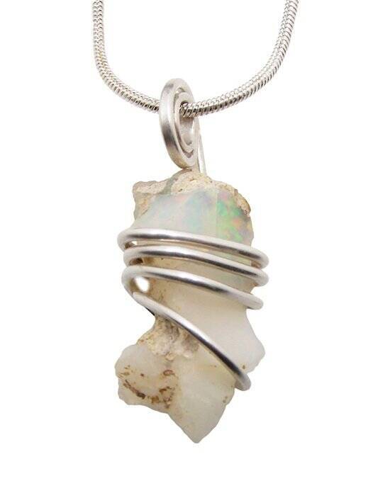 Ethiopian Opal Pendant Necklace Sterling Opal Necklace, October Birthstone #1