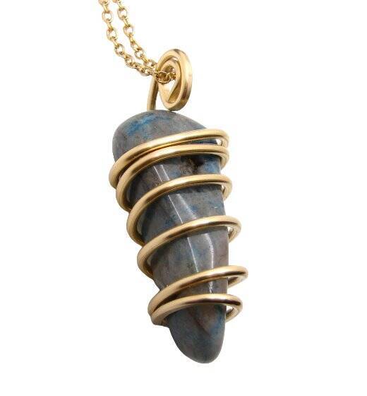 LARGE AJOITE IN QUARTZ, SHATTUCKITE, CHRYSOCOLLA PENDANT IN MERLIN'S GOLD 3000