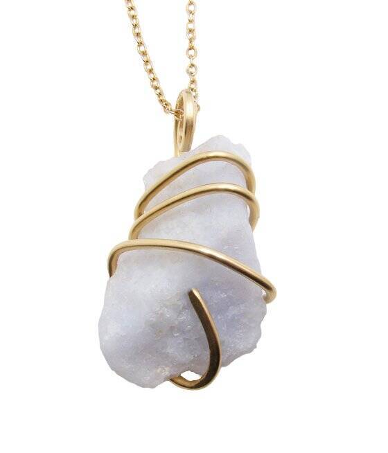 Beautiful Blue Chalcedony Agate Pendant Merlin's Gold #102