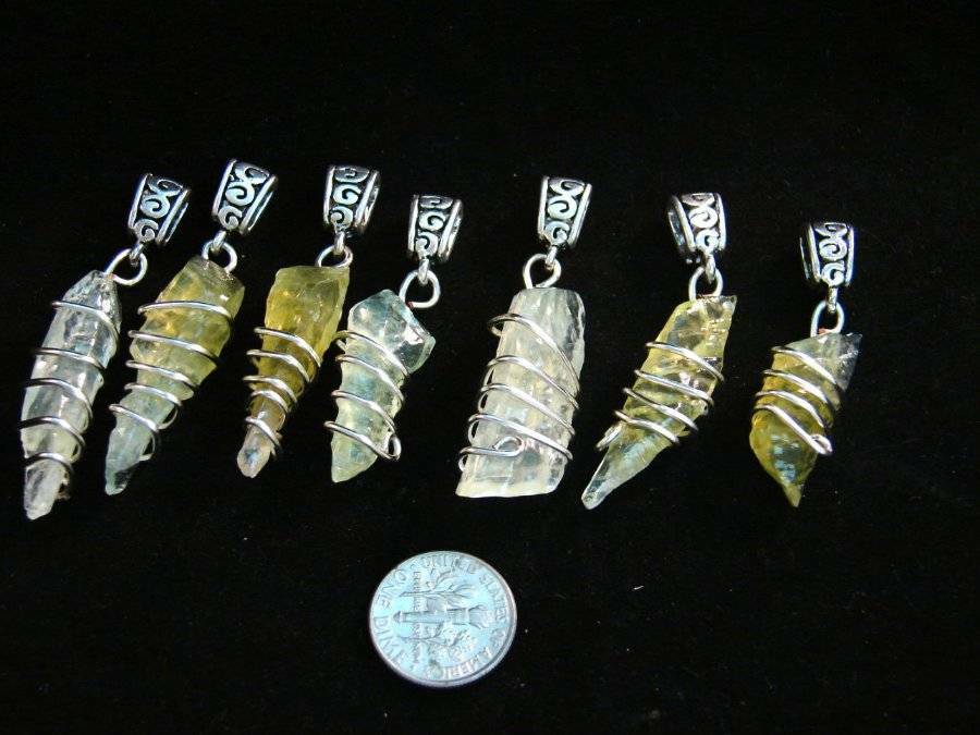 GREEN ELESTIAL MOLDAVITE CALCITE CRYSTAL PENDANT from MEXICO