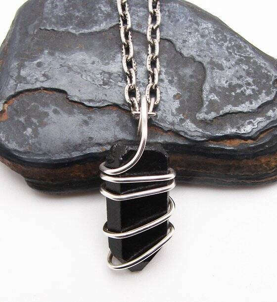 TITANIUM BLACK Lemurian Seed Quartz Crystal Quartz Pendant Sterling Copper #20
