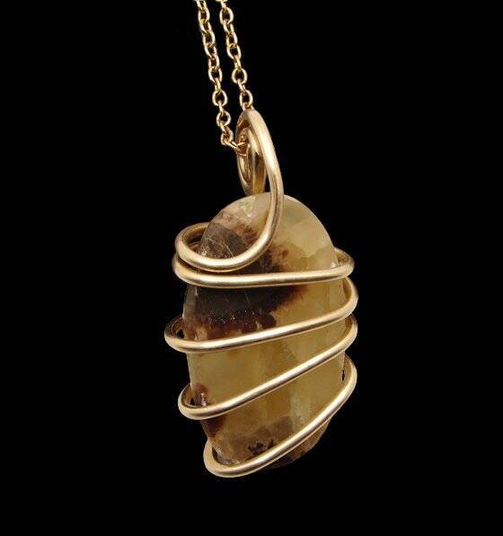 Coolest Pendant on Earth Septarian Nodule Pendant Bronze Gold #10