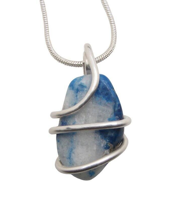 Lazulite Lapis Lazuli Pendant Lucid Dream Sterling Silver Crystal Necklace #201