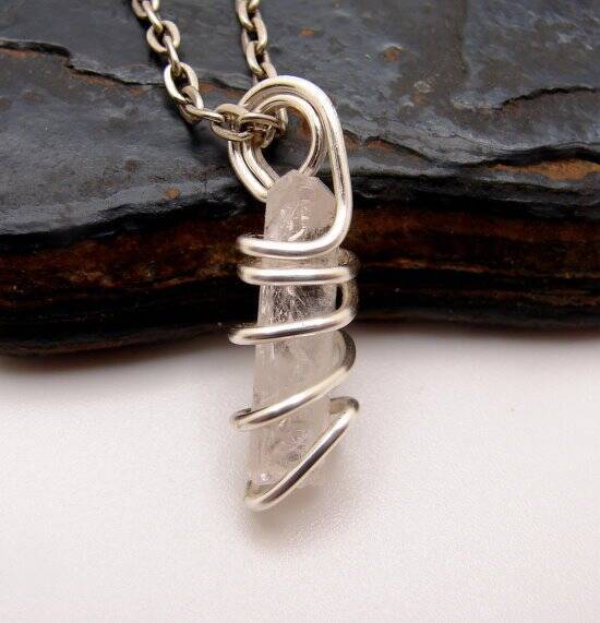 DANBURITE PENDANT RARE POWERFUL Pleiadian Starbrary Crystal Silver Copper 414