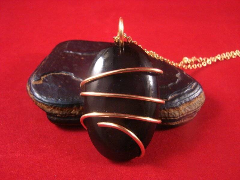 Rainbow Obsidian Bronze Gold Wire Wrap Reiki Pendant #102