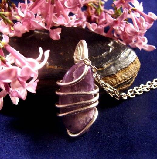 SALE Grape Purple Russian Charoite Pendant Sterling Silver 42