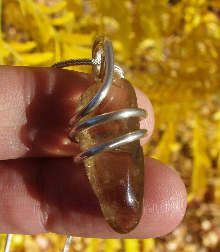 Kundalini African Congo Citrine Lemurian Pendant, Genuine South Africa #213
