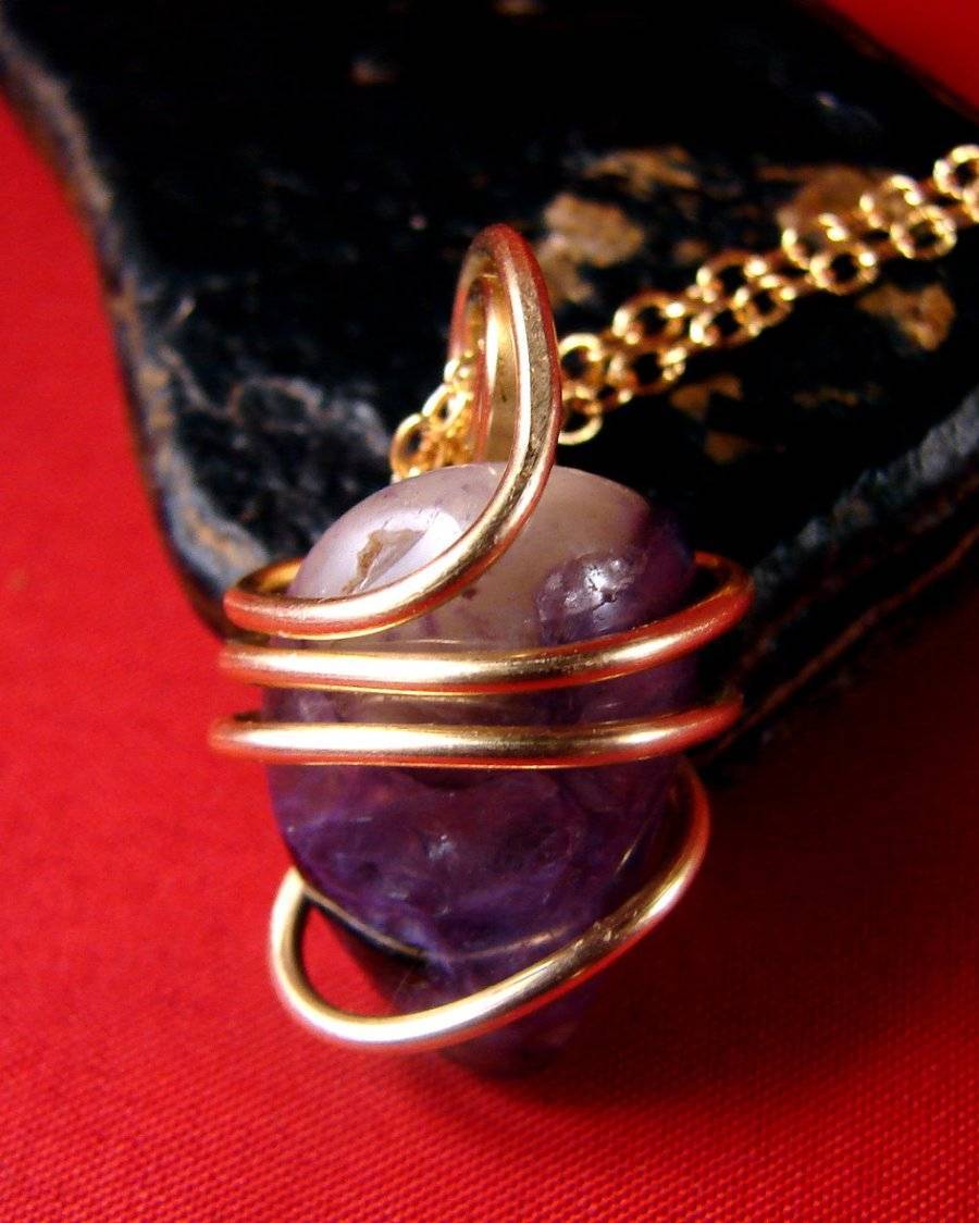 SALE Grape Purple Russian Charoite Pendant Bronze Gold 10 Healing