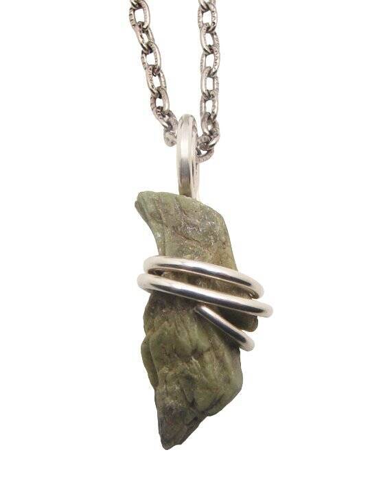 Green Heulandite Crystal Necklace Zeolite Handmade Jewelry Sterling Silver #5