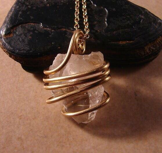 Gorgeous Genuine Monatomic Andara Crystal Pendant Bronze Gold 830