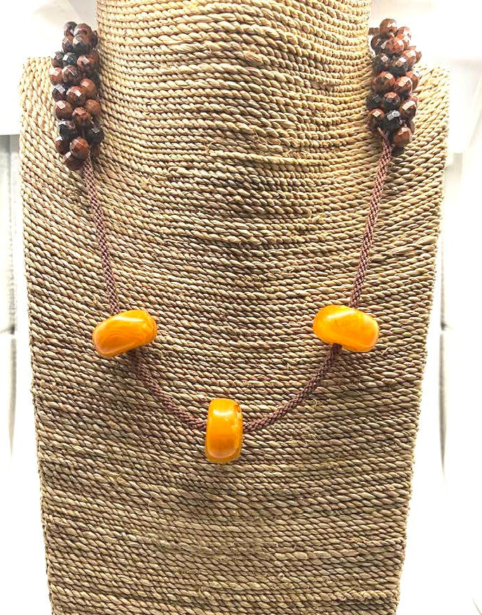chunky Kay Lynne Nelsen Amber & Agate Necklace