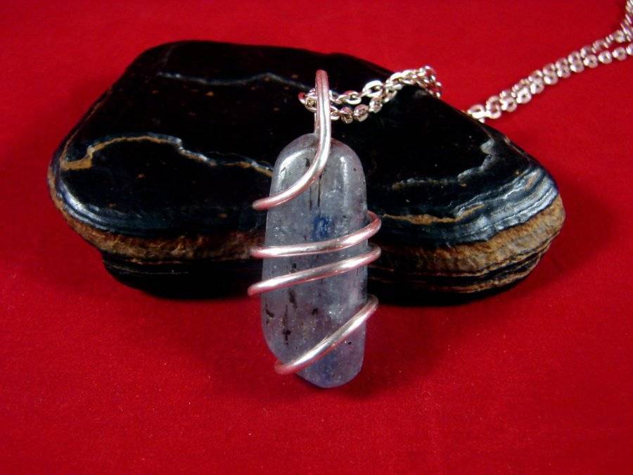 Natural Blue Kyanite Gemstone Pendant Necklace Sterling Silver 90